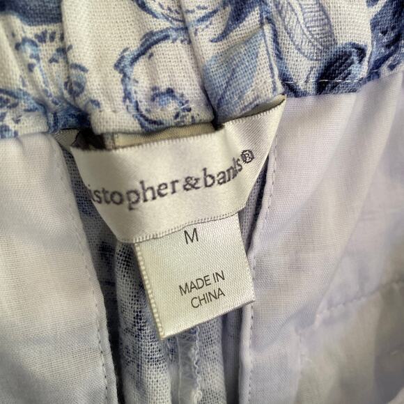 CHRISTOPHER & BANKS Cropped Pants Linen Blend M Floral Print Pull-On Beachy - Picture 4 of 7